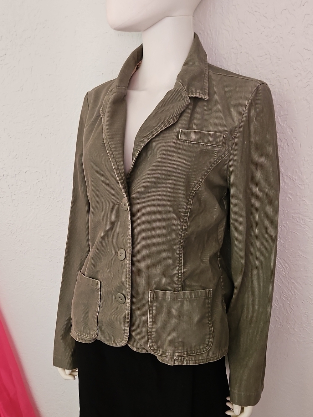 OLD NAVY 2004 Gray Button-Front Corduroy Grunge Blazer Jacket - Picture 4 of 12